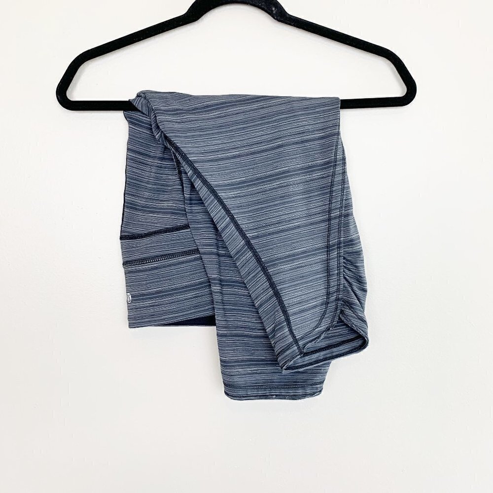 Lululemon Run Top Speed Cropped Grey Striped Leggings Size 12